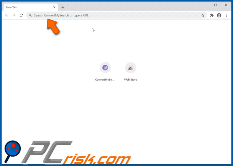 ConvertMySearch browser hijacker appearance gif
