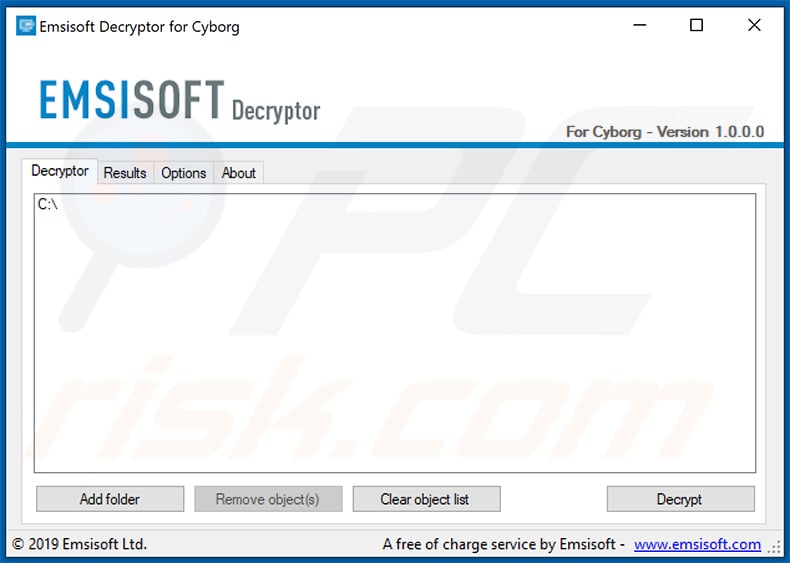 CYBORG ransomware decryptor by Emsisoft