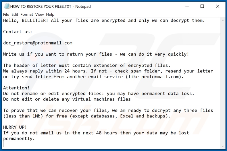Dmmcpsshl decrypt instructions (HOW TO RESTORE YOUR FILES.TXT)
