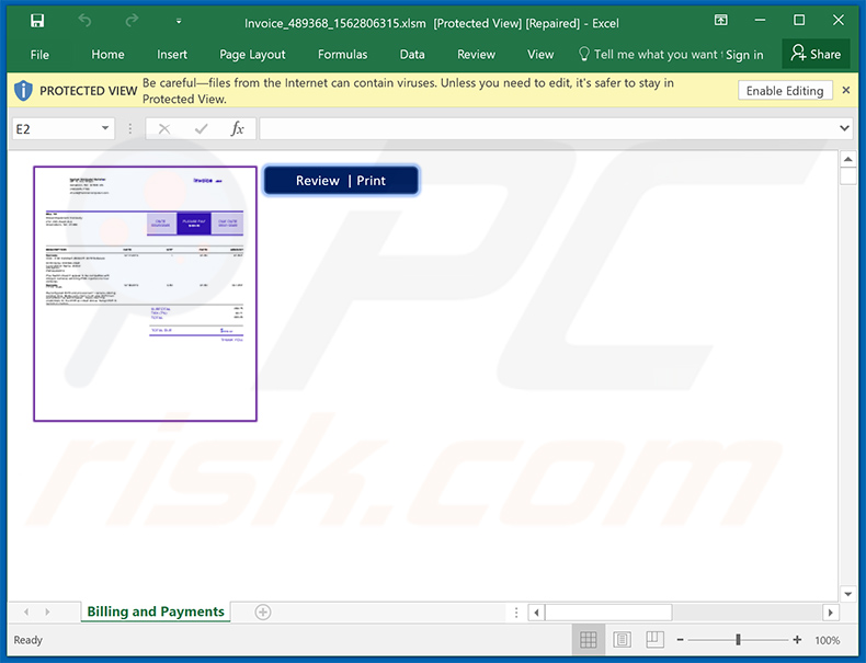 MS Excel document spreading Dridex malware (2020-09-23)