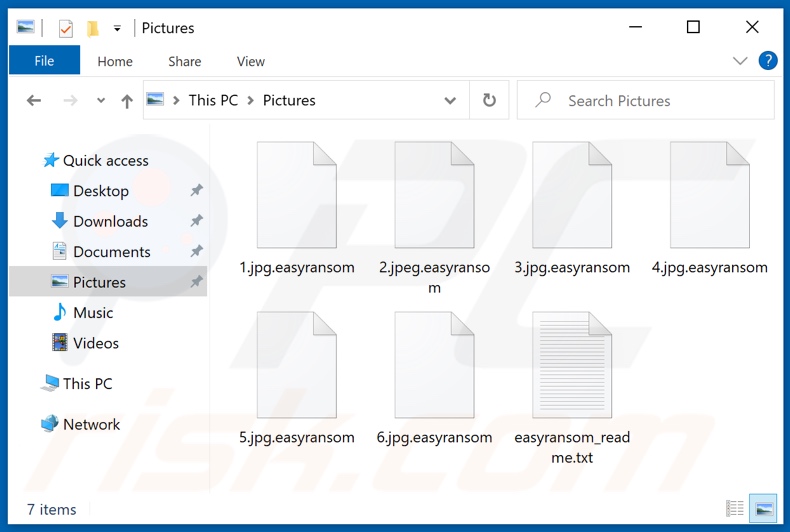 Files encrypted by EasyRansom ransomware (.easyransom extension)