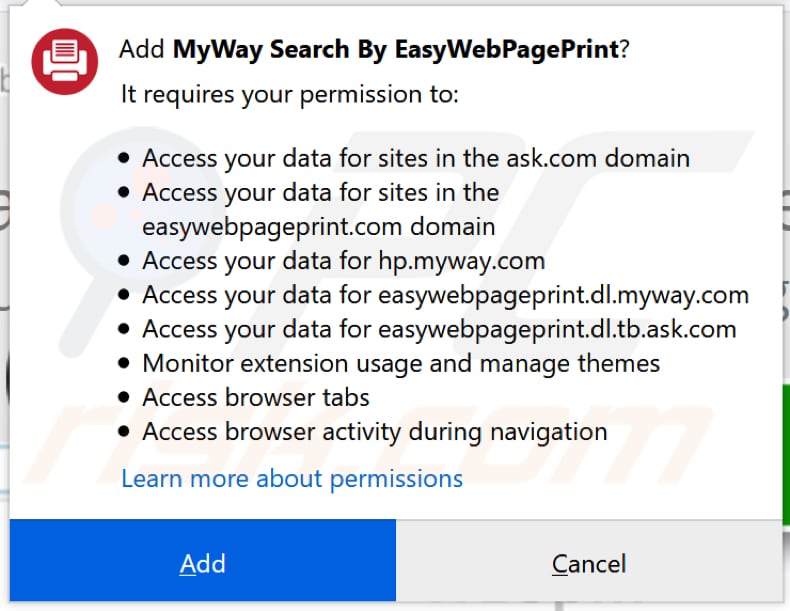 easywebpageprint toolbar notification firefox