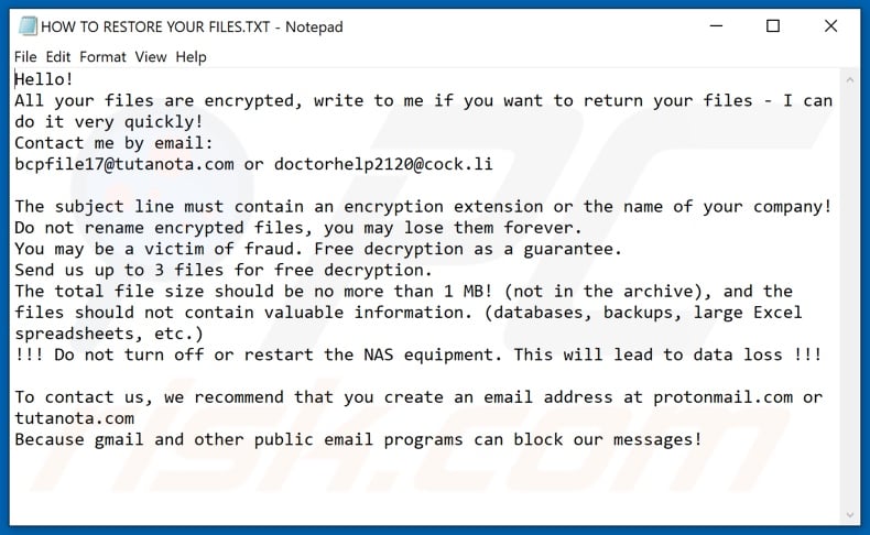 Eknkfwovyzb decrypt instructions (HOW TO RESTORE YOUR FILES.TXT)