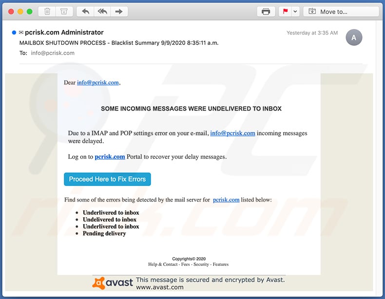Email Credentials Phishing spam email (2020-09-10)