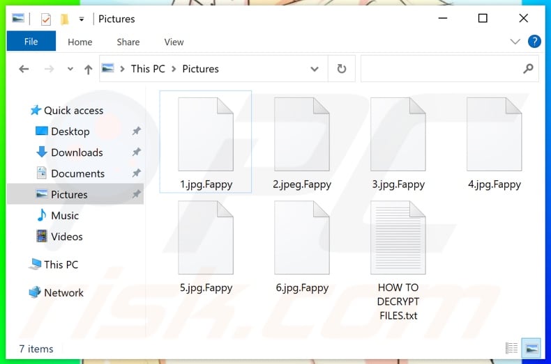 Files encrypted by Fappy ransomware (.Fappy extension)