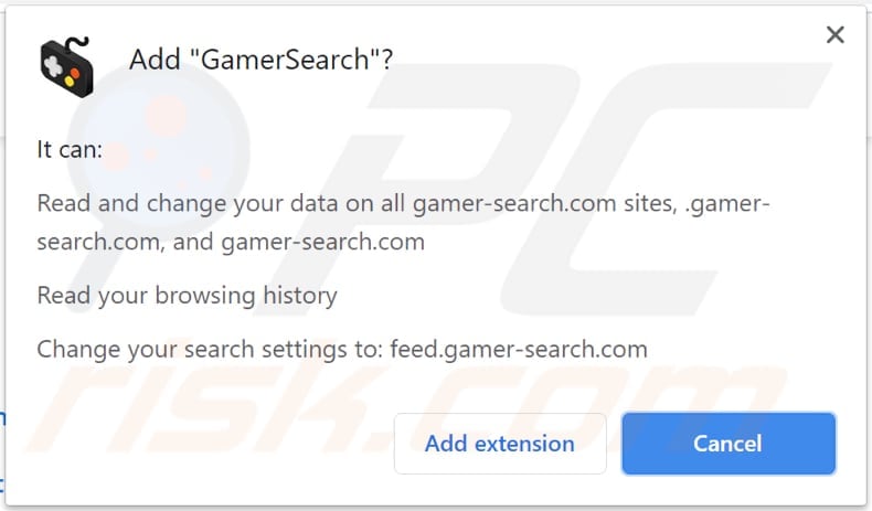 gamersearch browser hijacker notification