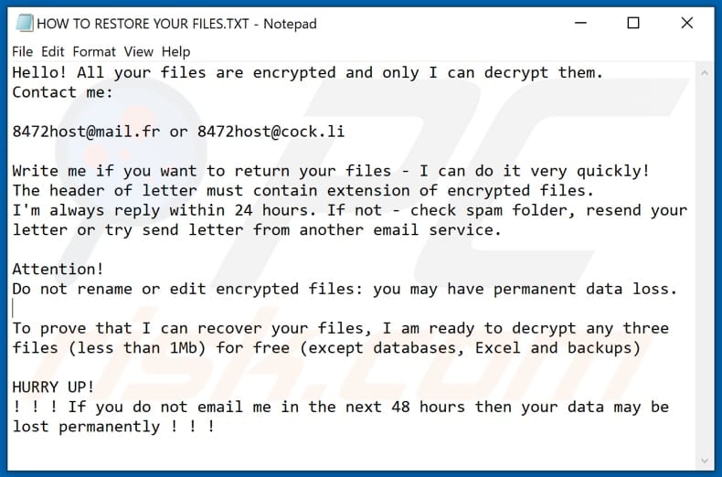 Gvlbsjz decrypt instructions (HOW TO RESTORE YOUR FILES.TXT)