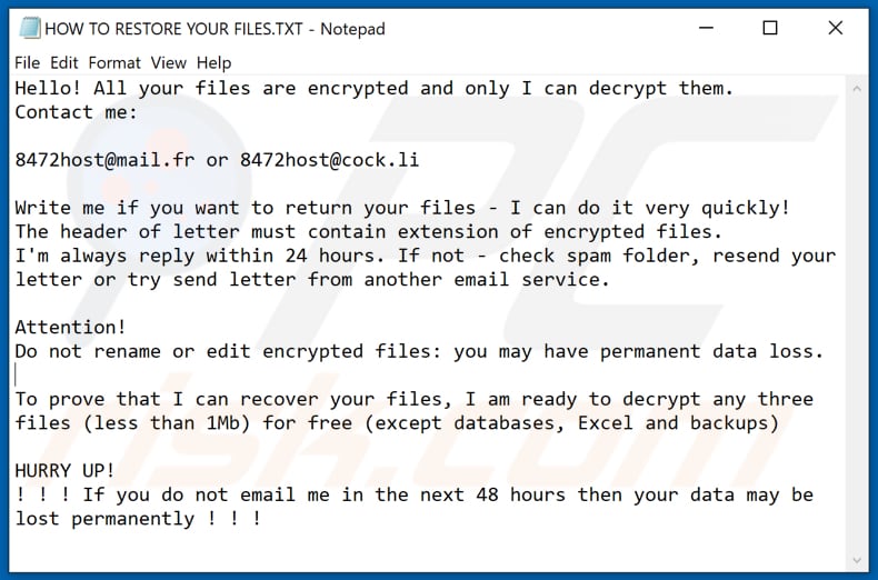 Gvlbsjz decrypt instructions (HOW TO RESTORE YOUR FILES.TXT)