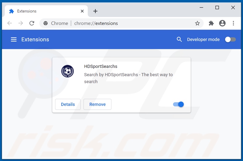 Removing hdsportsearchs.com related Google Chrome extensions