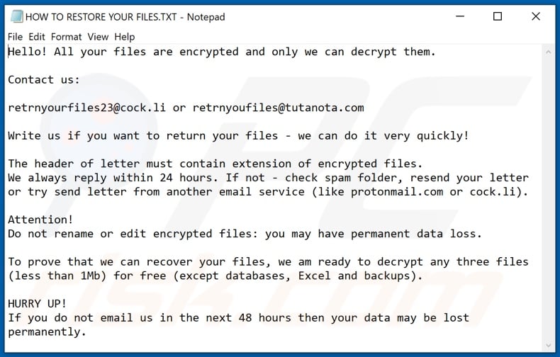 Hhmgzyl decrypt instructions (HOW TO RESTORE YOUR FILES.TXT)