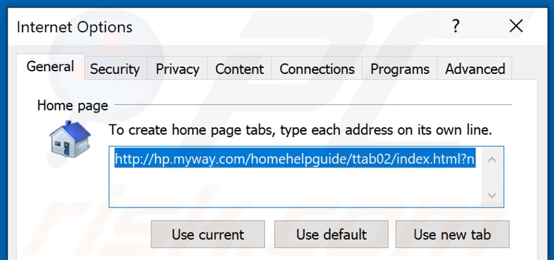 Removing hp.myway.com from Internet Explorer homepage