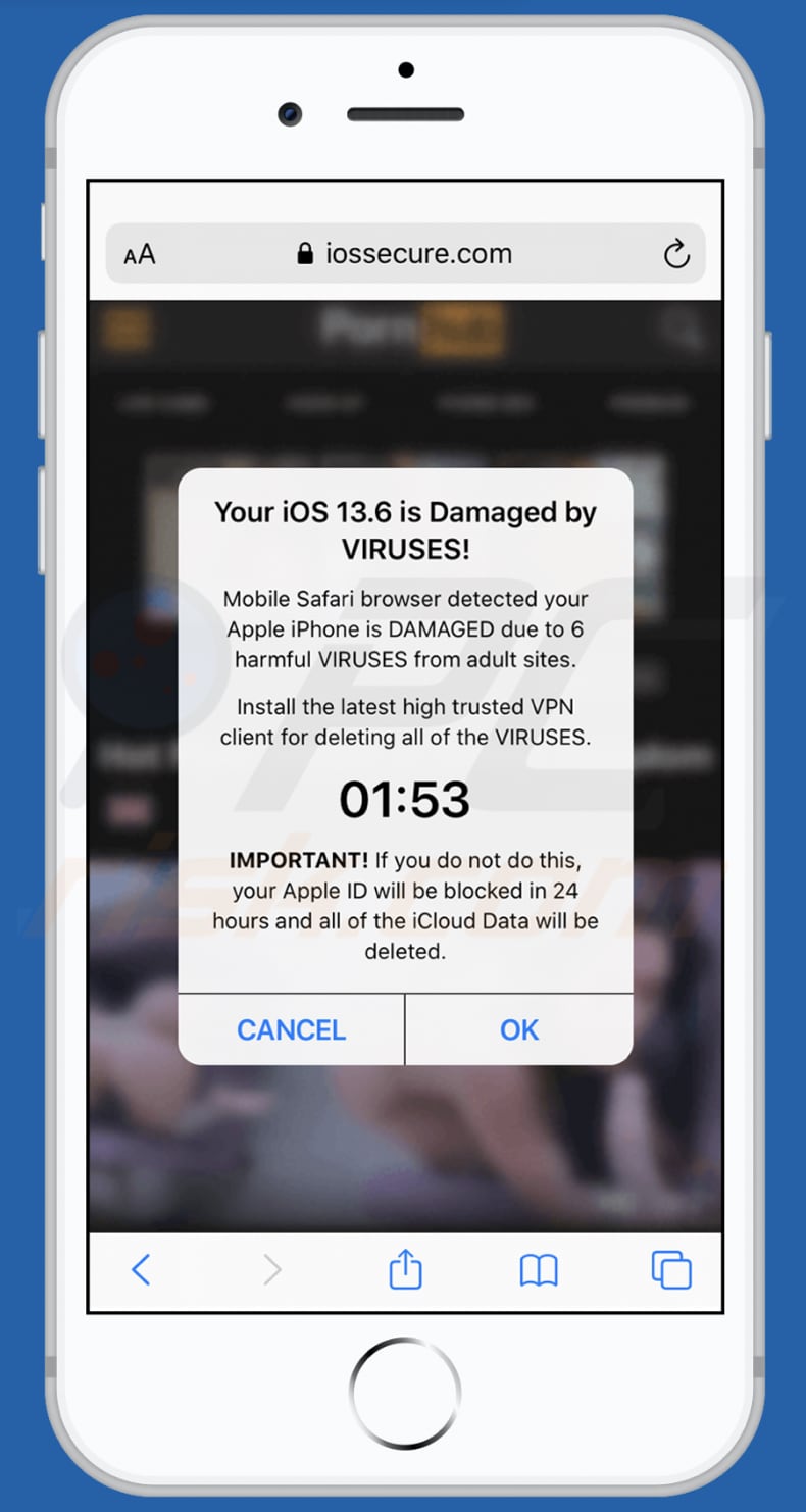iossecure.com pop-up scam another variant