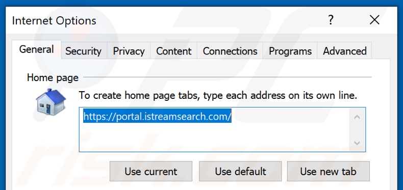 Removing istreamsearch.com from Internet Explorer homepage