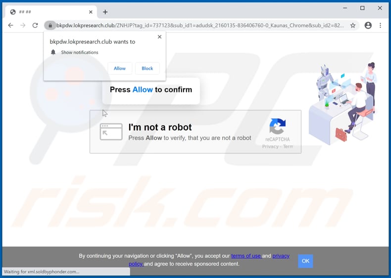 lokpresearch[.]club pop-up redirects