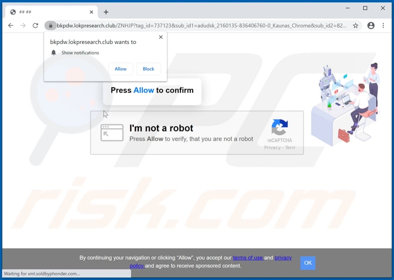 lokpresearch[.]club pop-up redirects