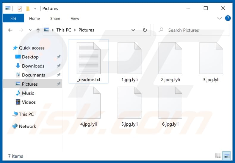 Files encrypted by Lyli ransomware (.lyli extension)