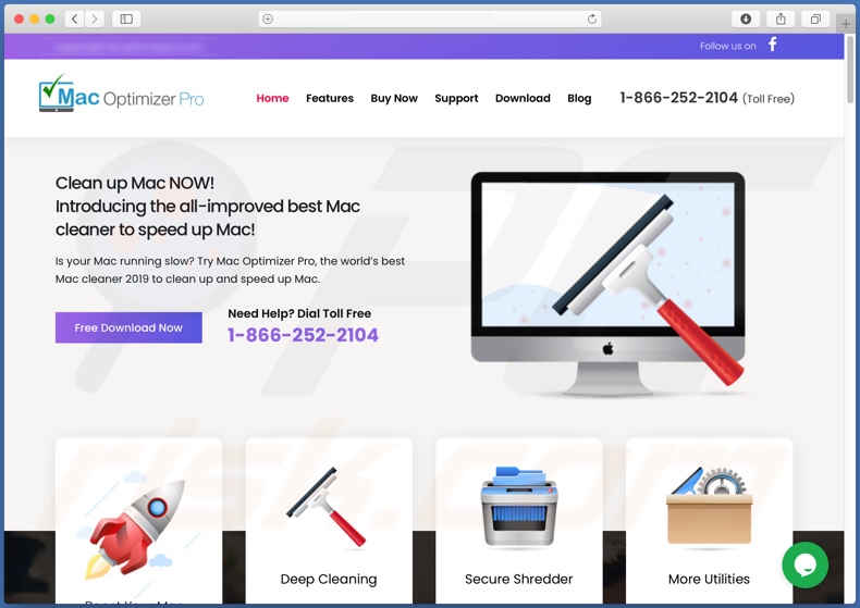 Website used to promote Mac Optimizer Pro PUA