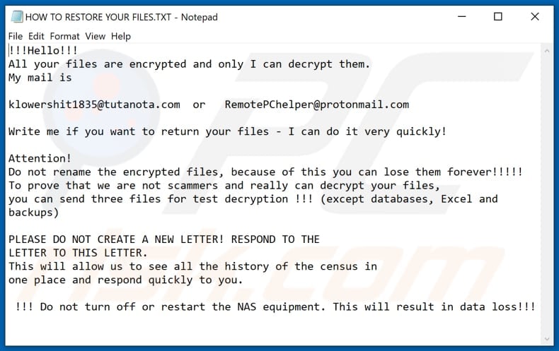 Mcauwpjib decrypt instructions (HOW TO RESTORE YOUR FILES.TXT)