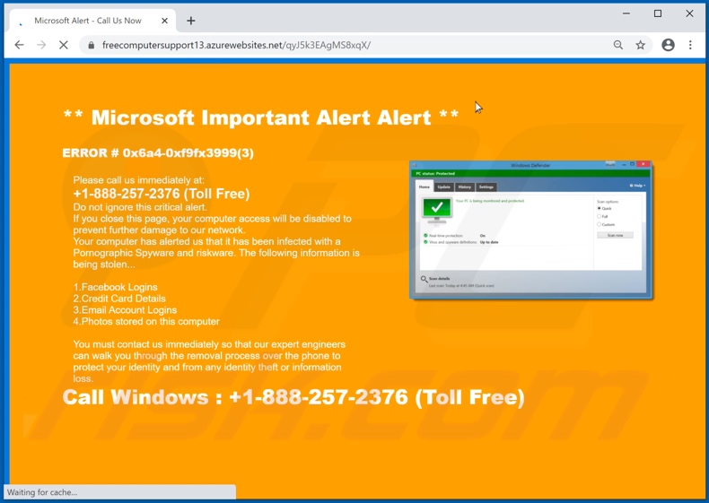 Microsoft Important Alert scam