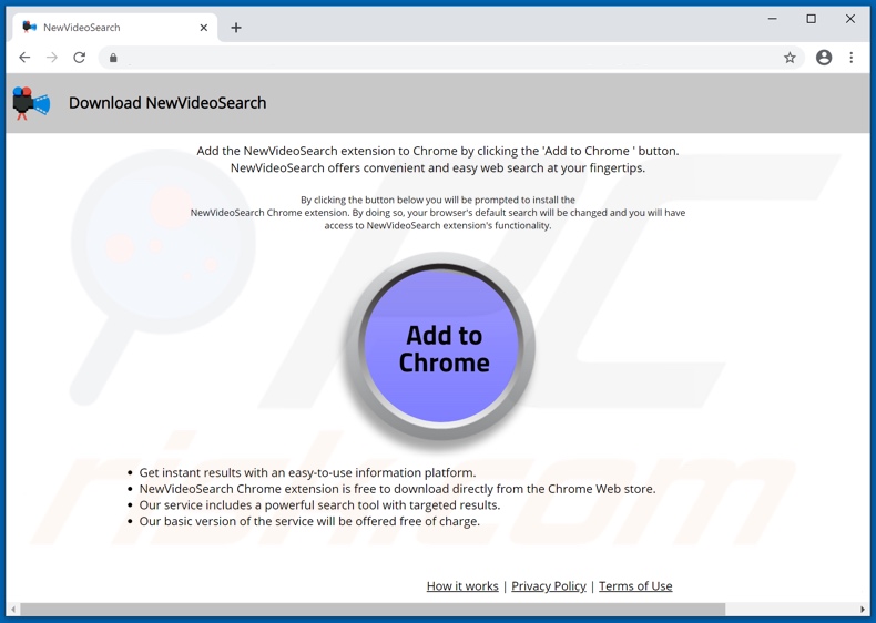 Website used to promote NewVideoSearch browser hijacker