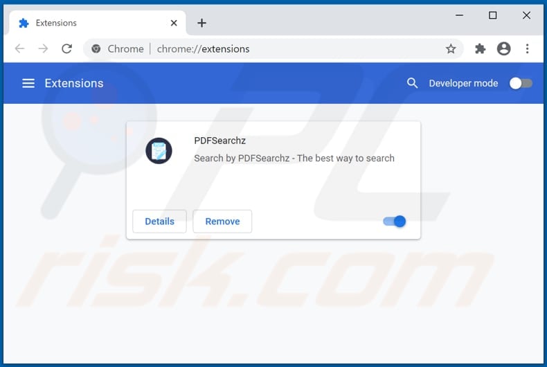 Removing pdf-searchz.com related Google Chrome extensions