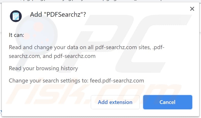 pdfsearchz browser hijacker notification