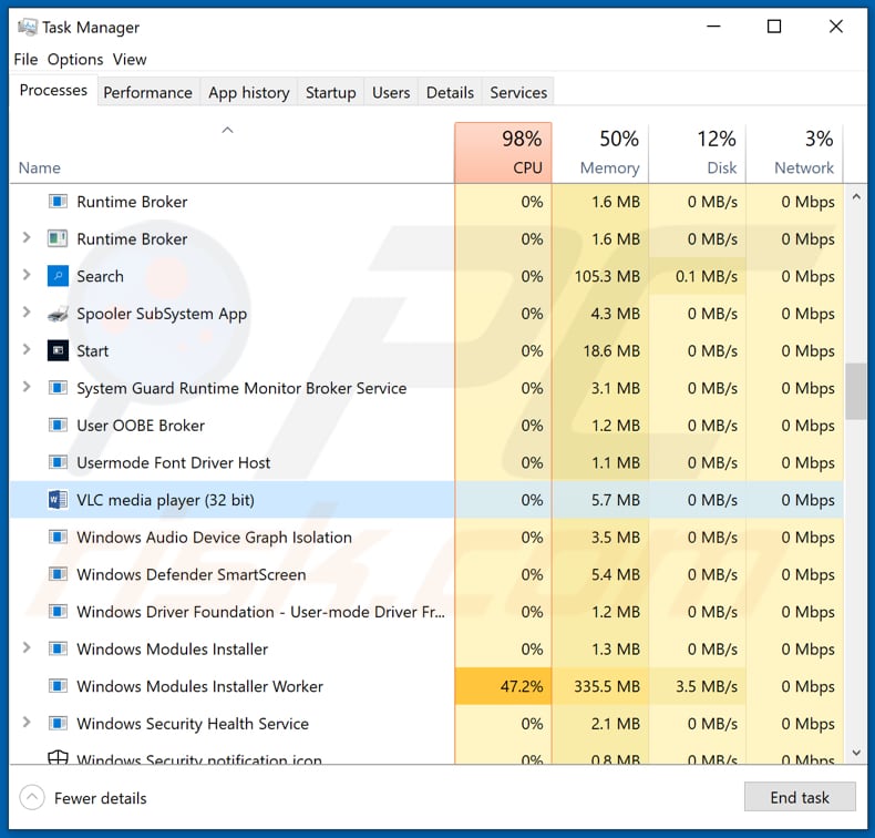 po copy email virus malicious vlc media player process