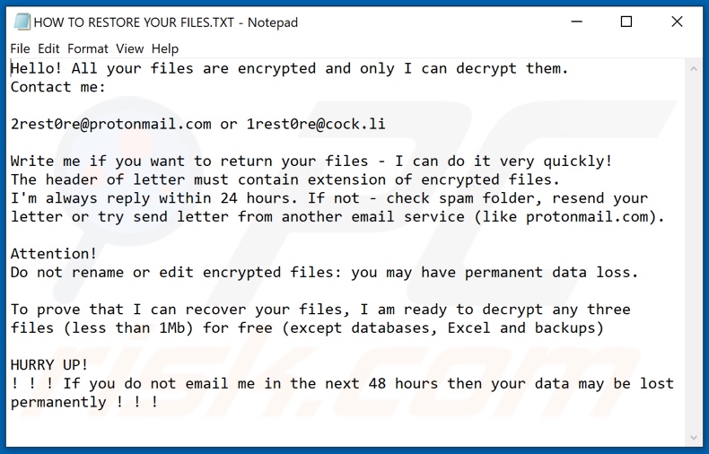 Qdfvbbiqtth decrypt instructions (HOW TO RESTORE YOUR FILES.TXT)