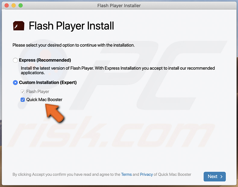 Quick Mac Booster PUA-promoting deceptive installer setup