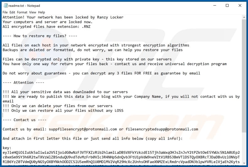 Ranzy Locker decrypt instructions (readme.txt)
