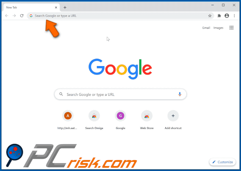 Alternative redirection chain of Search Omiga browser hijacker (GIF)