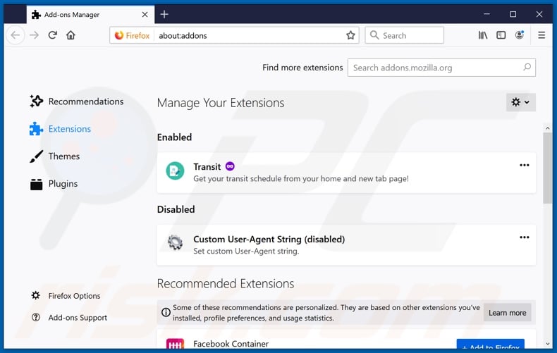 Removing keysearchs.com related Mozilla Firefox extensions