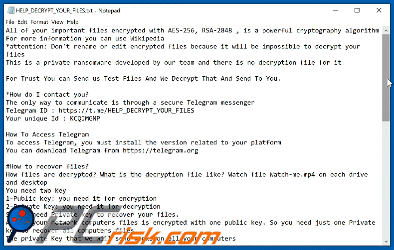 Secure (Sorena) ransomware text note appearance GIF (HELP_DECRYPT_YOUR_FILES.txt)
