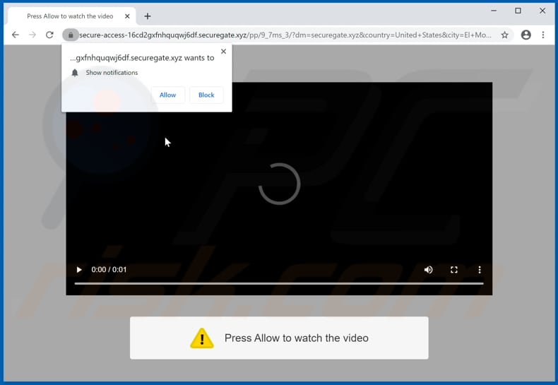 securegate[.]xyz pop-up redirects