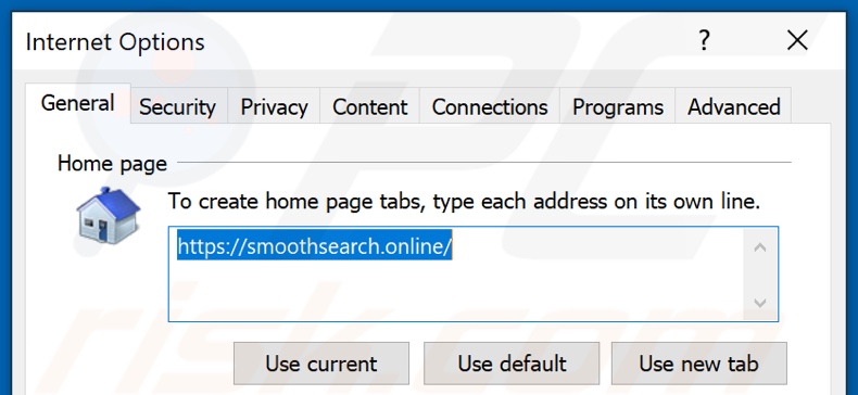 Removing smoothsearch.online from Internet Explorer homepage