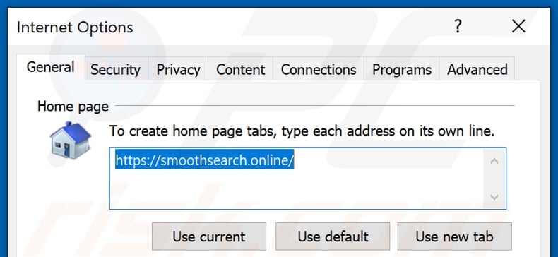 Removing smoothsearch.online from Internet Explorer homepage