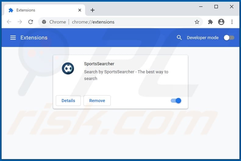 Removing sports-searcher.com related Google Chrome extensions