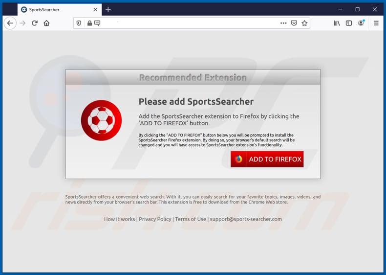 sportssearcher browser hijacker promoter firefox