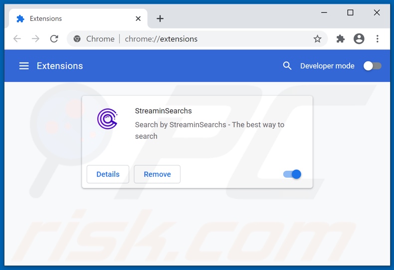Removing streaminsearchs.com related Google Chrome extensions
