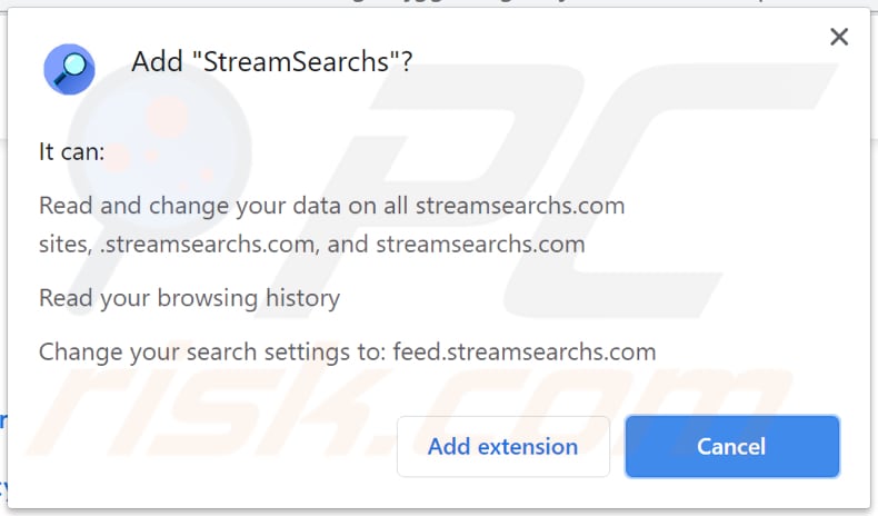 streamsearchs browser hijacker notification