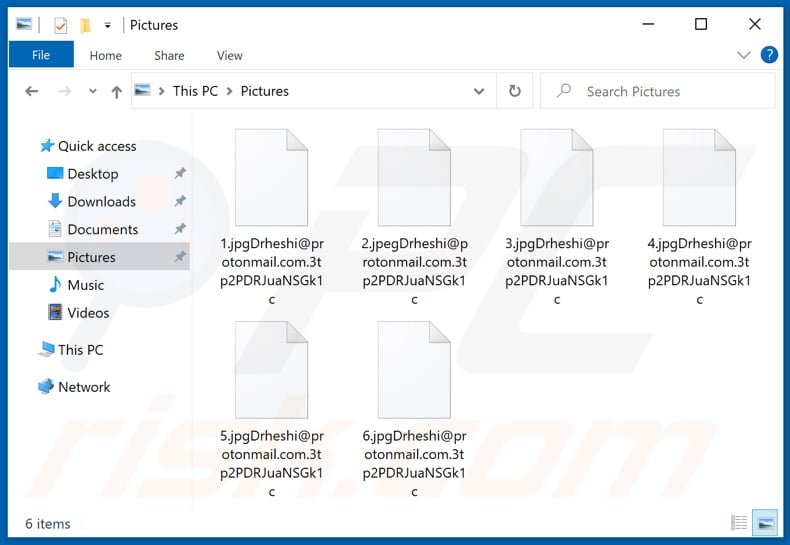 Files encrypted by Strong ransomware (Drheshi@protonmail.com.[random_string] extension)