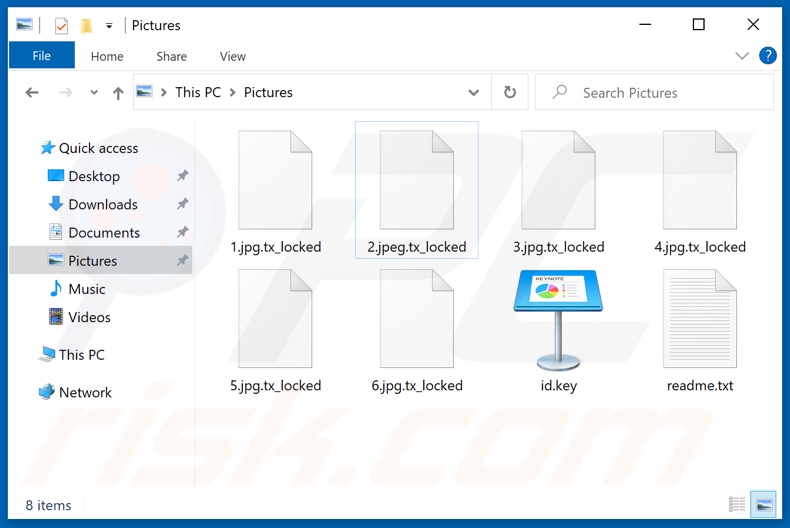 Files encrypted by ThunderX ransomware (.tx_locked extension)