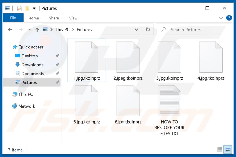 Files encrypted by Tkoinprz ransomware (.tkoinprz extension)