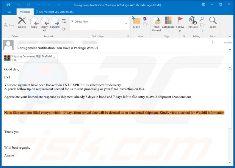 TNT EXPRESS Email Virus