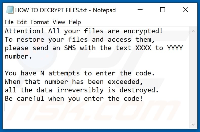 Txt (Xorist) ransomware text file (HOW TO DECRYPT FILES.txt)