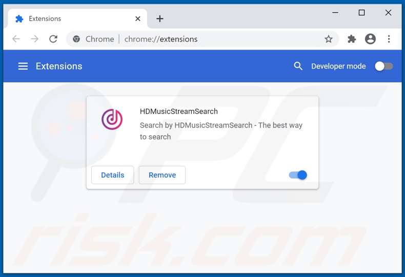 Removing hdmusicstreamsearch.com related Google Chrome extensions
