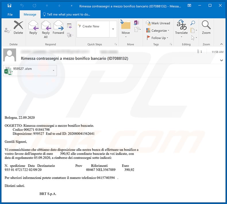 Spam email spreading Ursnif trojan (2020-09-22)
