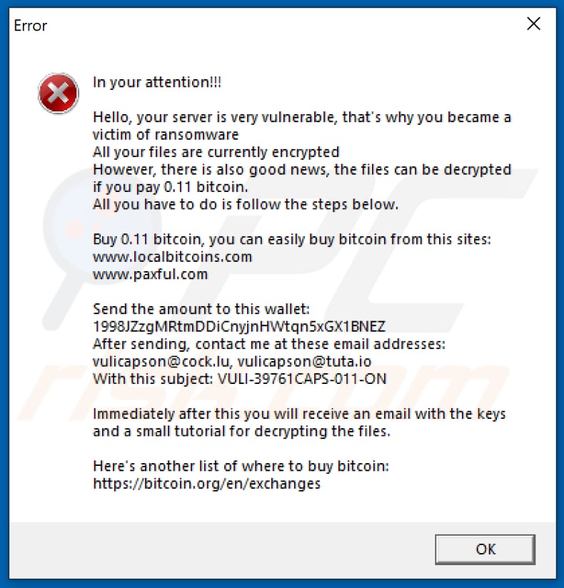 vuli ransomware pop-up ransom note