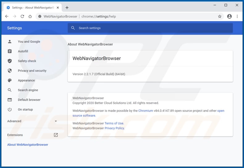 WebNavigatorBrowser pop-up redirects