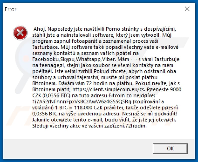 Zasifrovano Zaplat decrypt instructions (pop-up window)